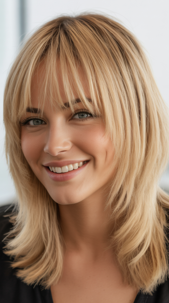 Razored Fringe with Edgy Blonde Shag