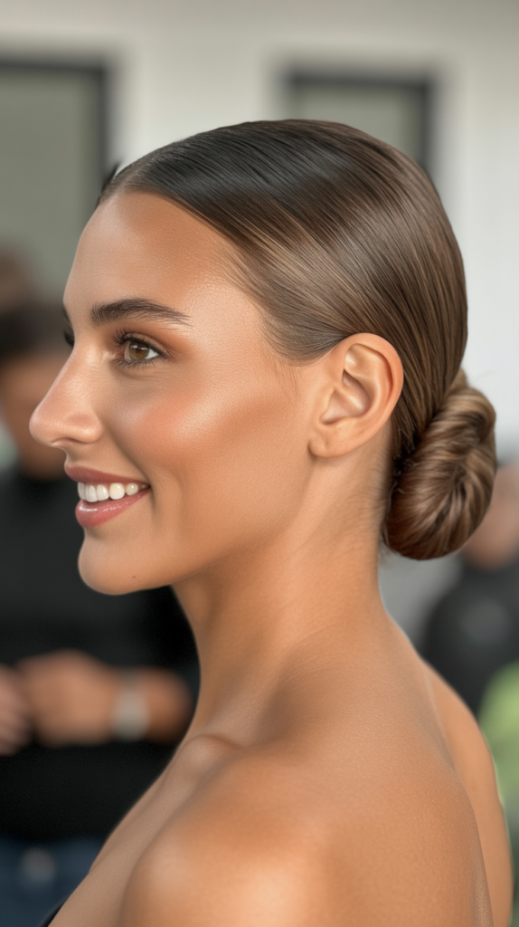 Slicked-Back Low Bun