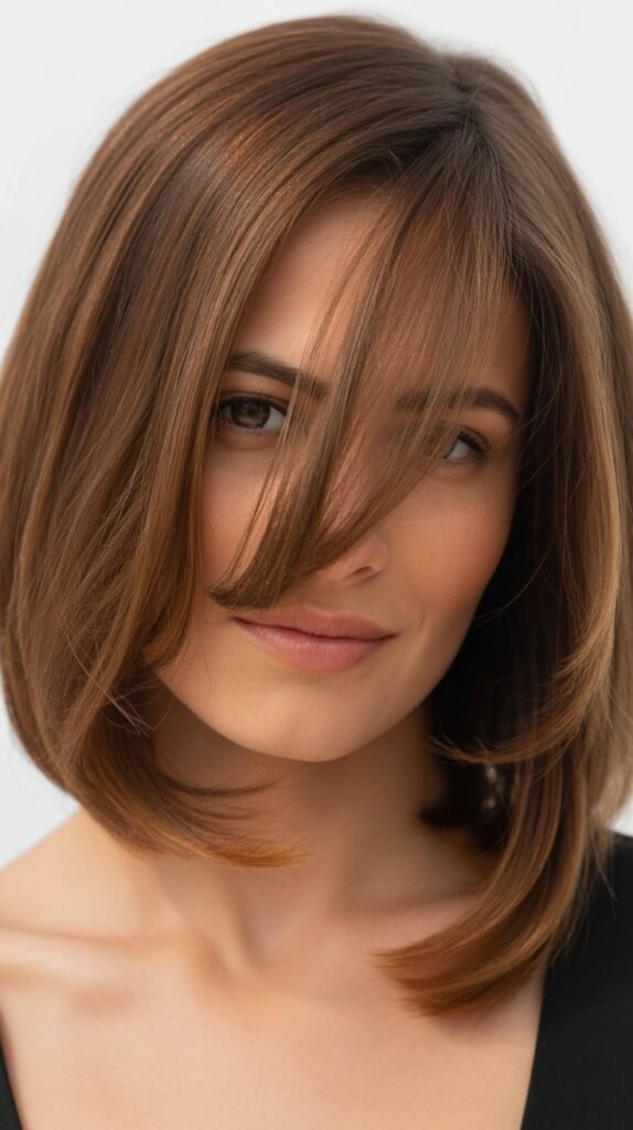 Layered Lob With Side-Swept Bangs