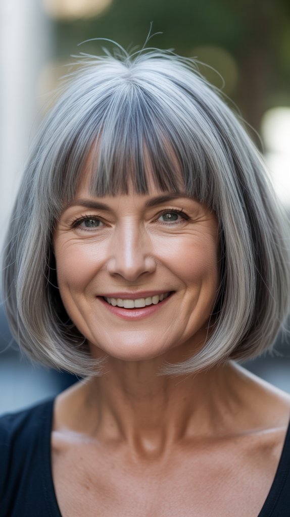 The Rounded Bob with Full Fringe