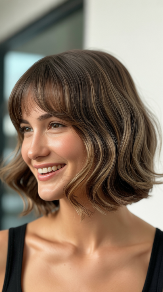 Tousled Bob with Curtain Fringe
