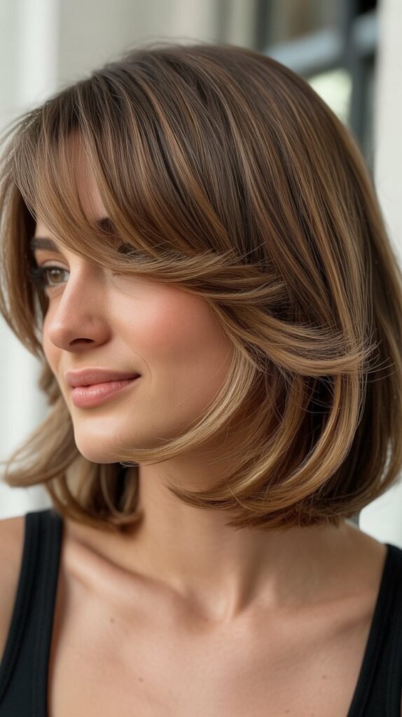Wavy Bob with Soft Layered Bangs