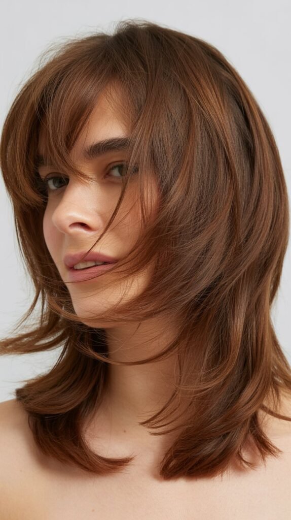 Shoulder-Length Layers with Wispy Bangs