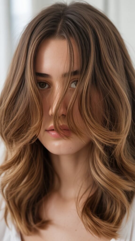 Tousled Medium Hair with Curtain Bangs