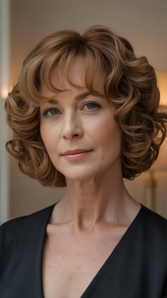 Curly Bob with Natural Fringe