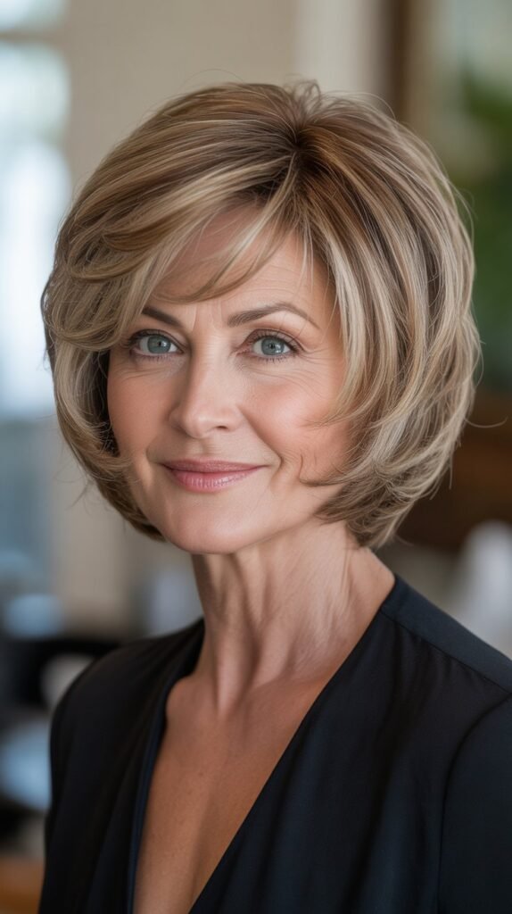 Flattering Short Layered Bob Hairstyles for Women Over 50