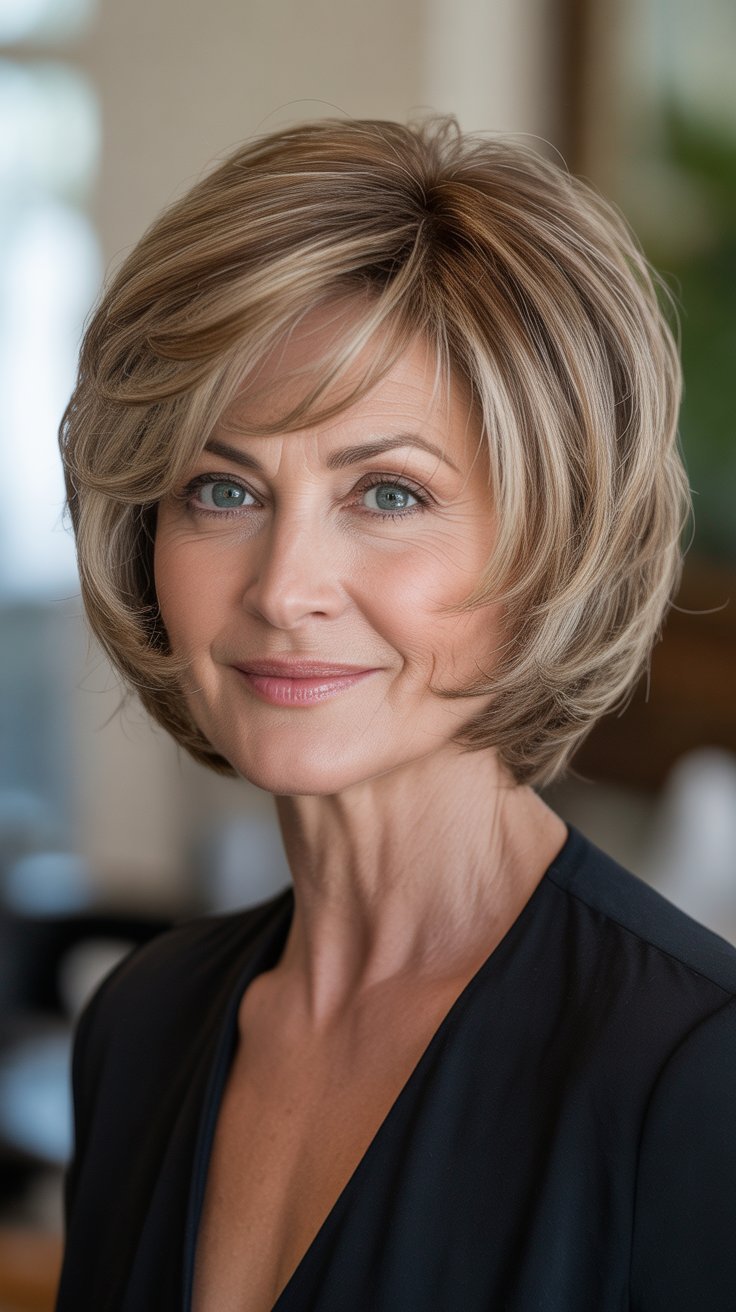Flattering Short Layered Bob Hairstyles for Women Over 50