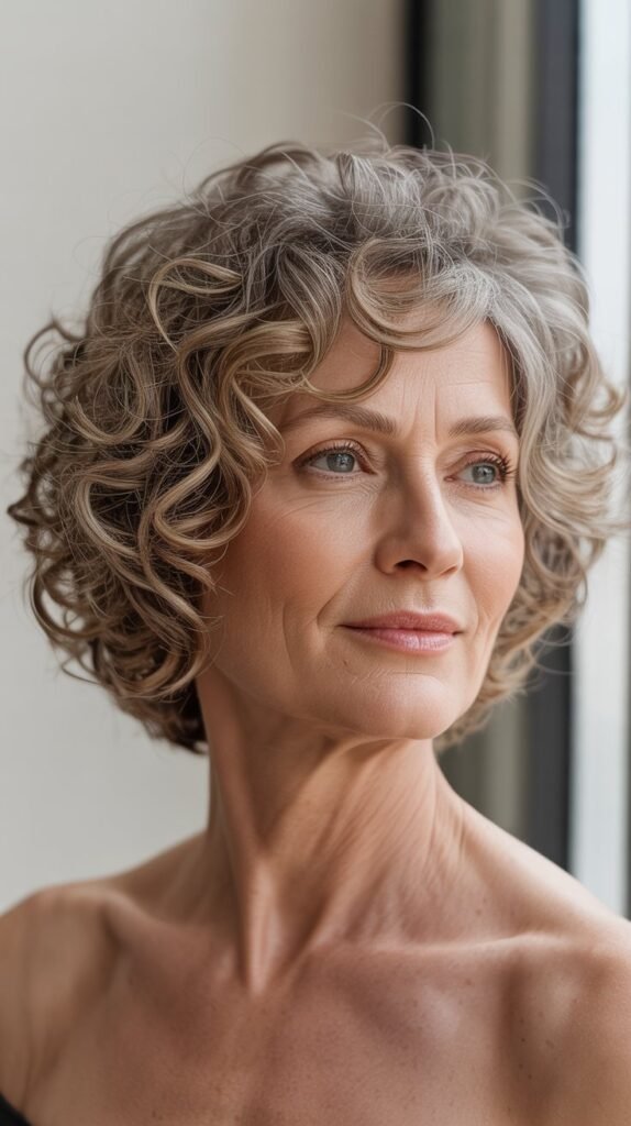 Asymmetrical Curly Bob