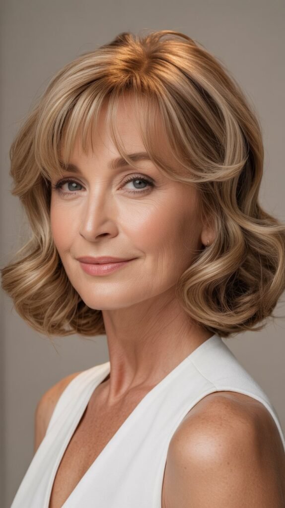 Wavy Bob with Soft Fringe Bangs