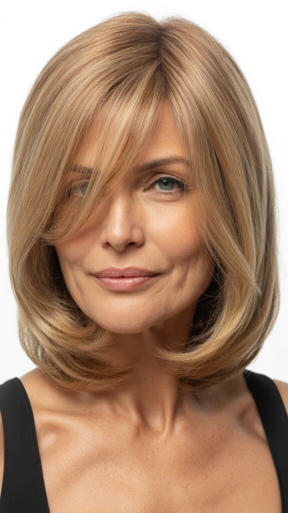  Long Bob with Curtain Bangs