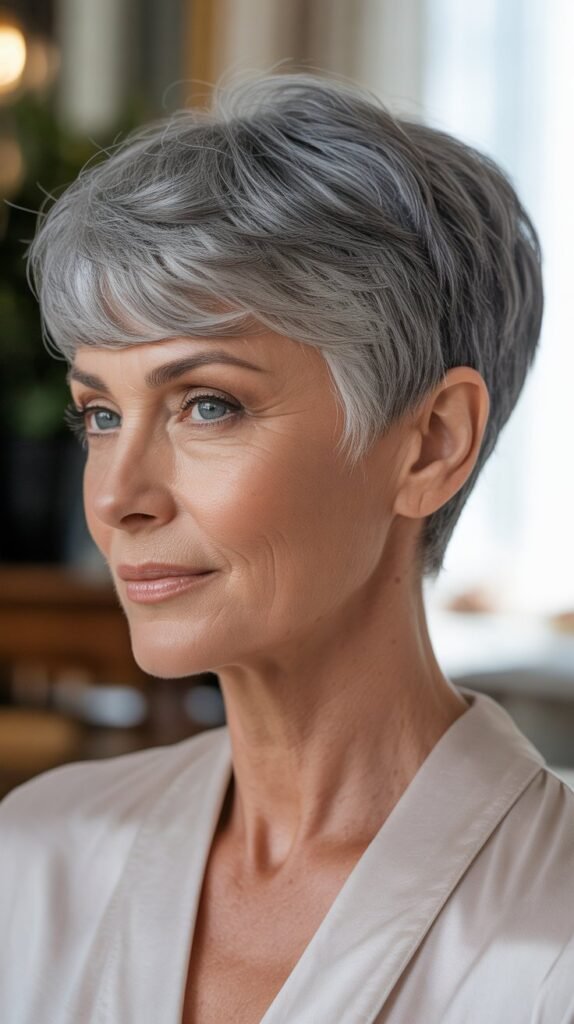 Gray Pixie with Tapered Nape