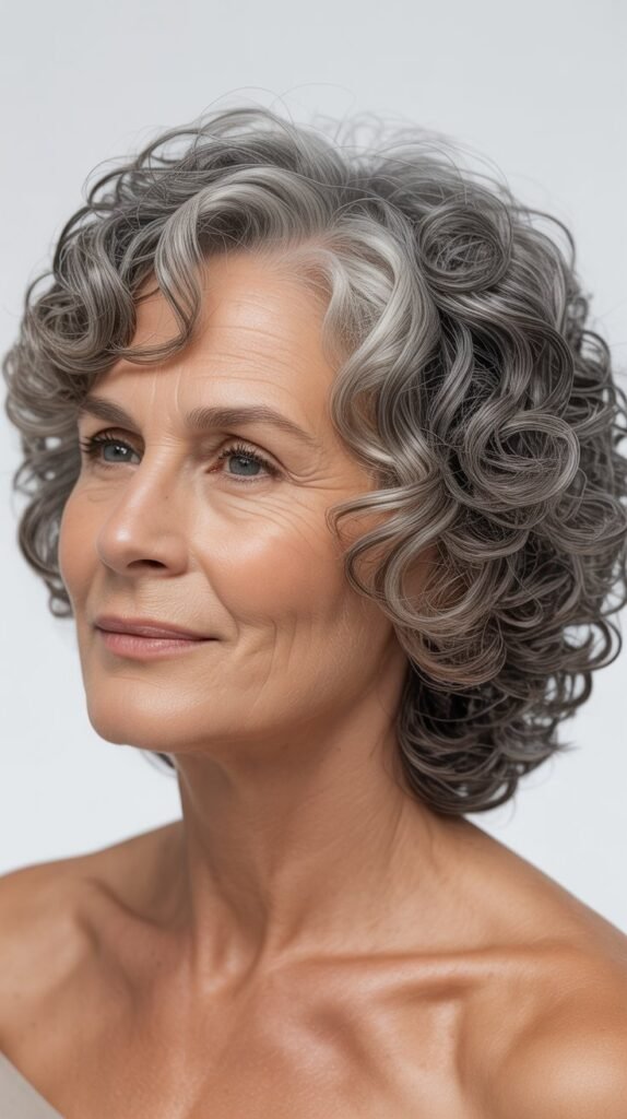 Natural Gray Curly Cut with Strategic Layers