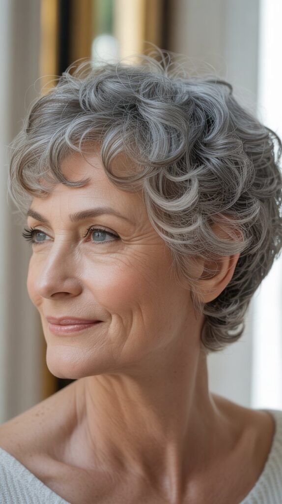 Textured Pixie Cut with Curly Fringe
