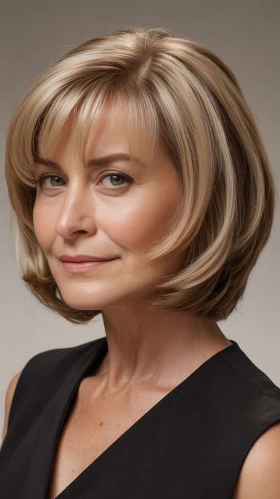 Inverted Bob with Curtain Bangs