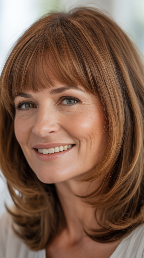 Best Bangs for Women Over 50 with Shoulder-Length Hair