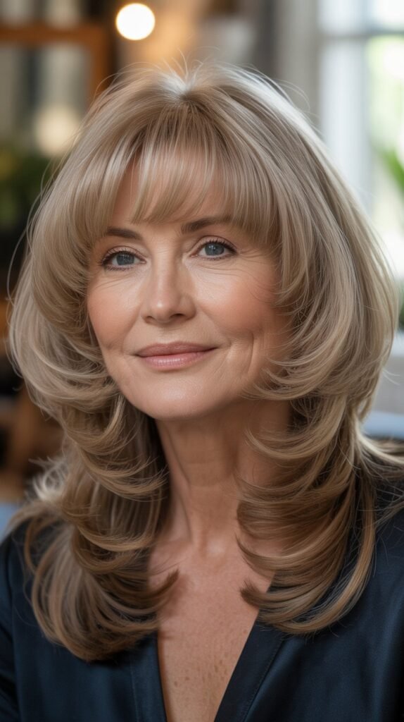 Layered Cut with Curtain Bangs