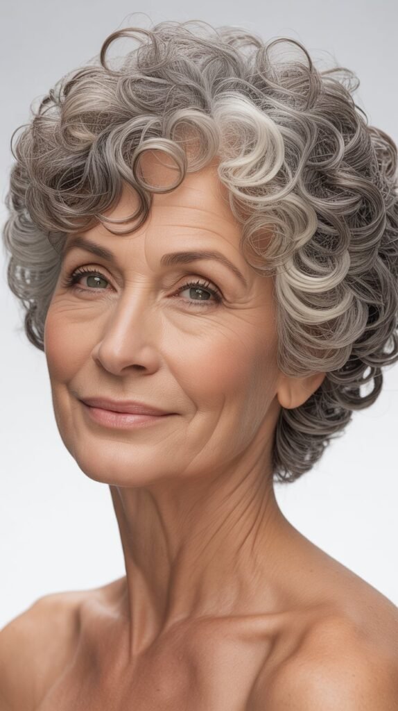 Voluminous Curly Top with Tapered Sides