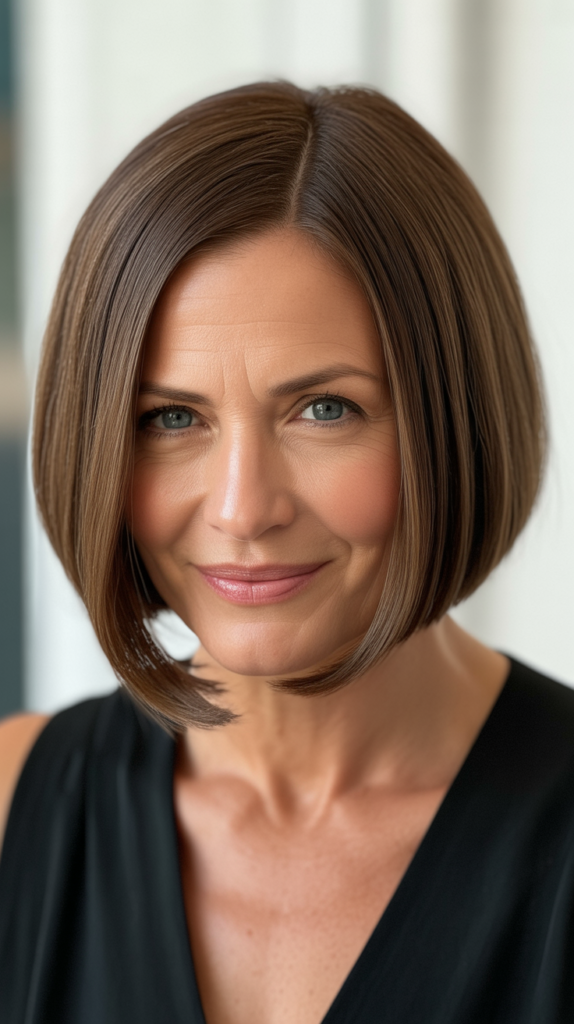 Sleek Straight Bob with Center Part