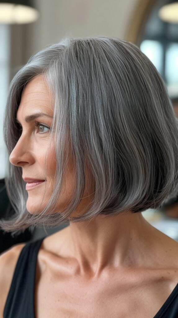 Blunt Gray Collarbone Cut