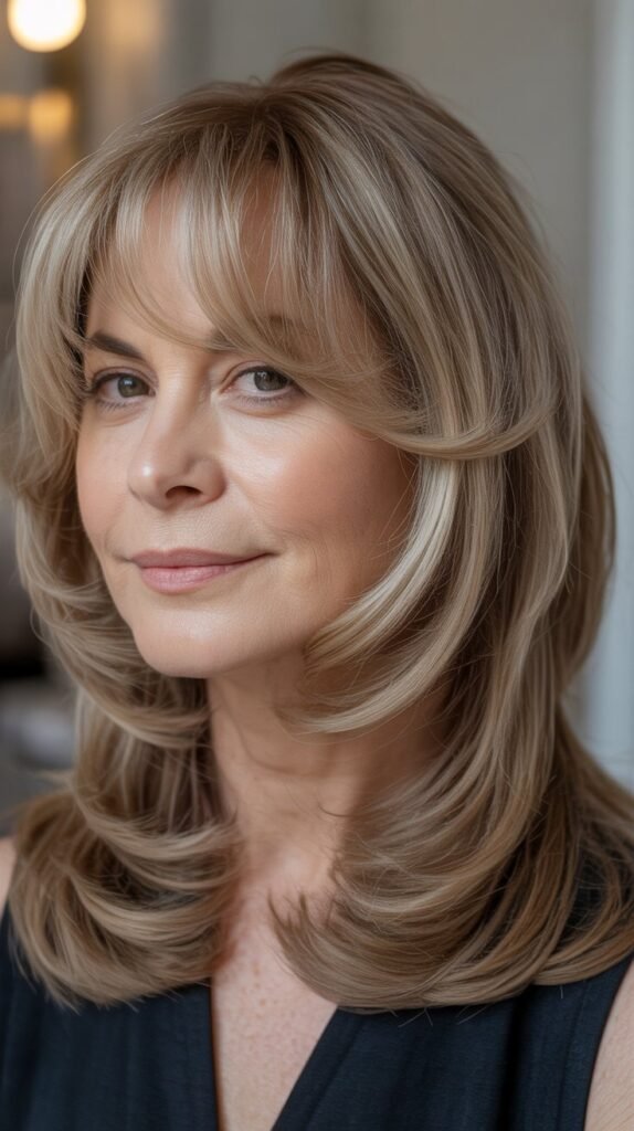 Curtain Bangs with Shoulder-Length Hair