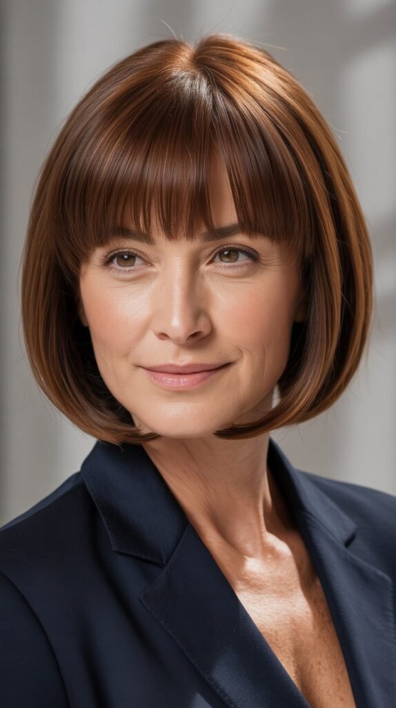 Chin-Length Bob with Blunt Bangs