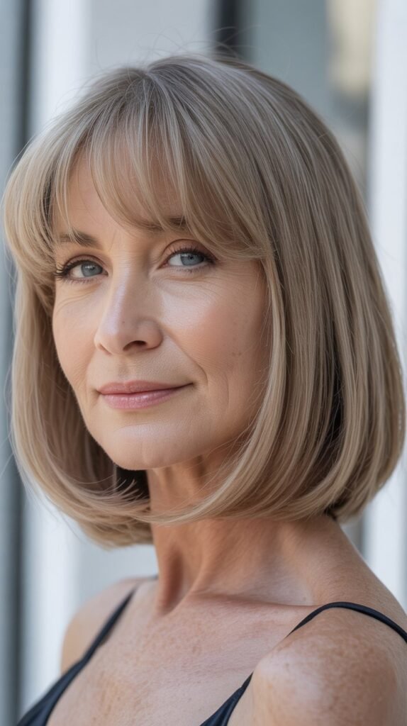 Curtain Bangs with Medium Bob