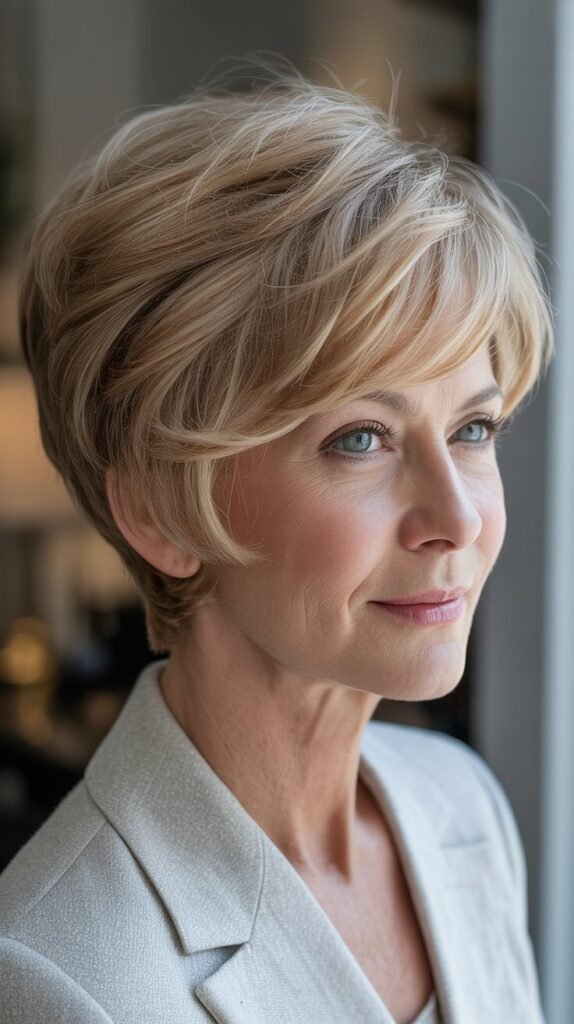 The Layered Pixie with Side Part