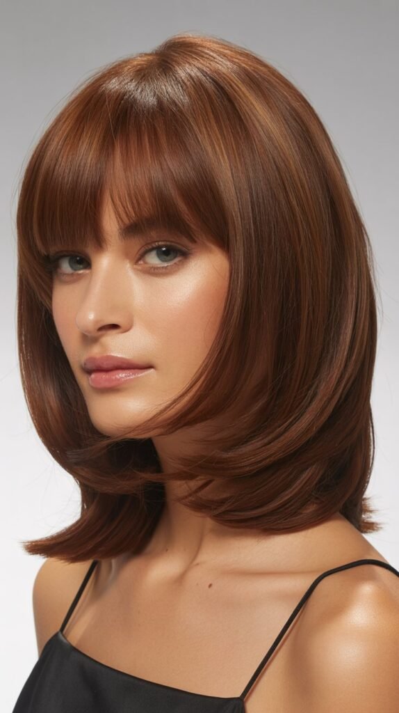 Layered Lob with Blunt Bangs