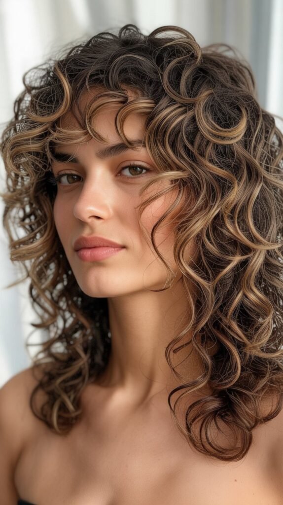 Layered Curls with Hidden Undercut