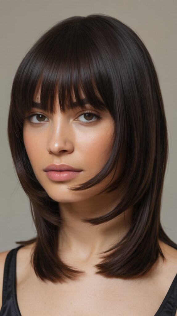 Collarbone Cut with Arched Bangs