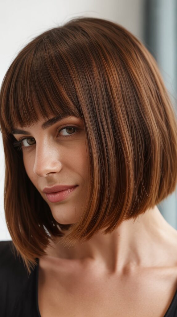 36 Stunning French Bob Haircuts With Bangs for Instant Fashion Edge 9 Graduated French Bob With Thick Bangs
