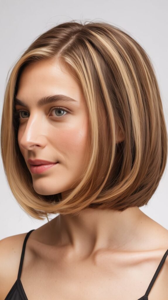 French Bob with Highlights and Lowlights