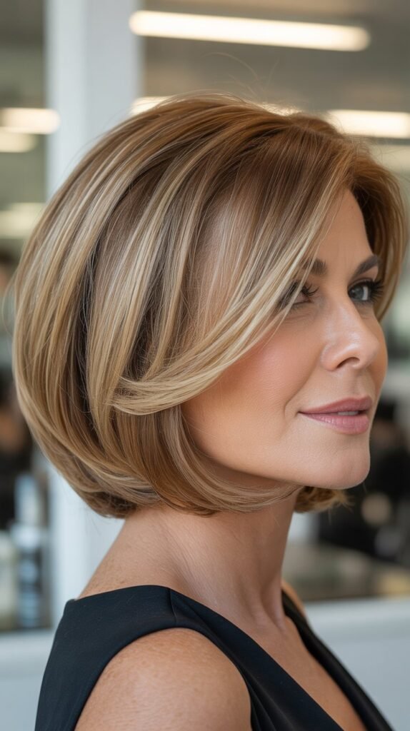 Angled Layered Bob with Longer Front