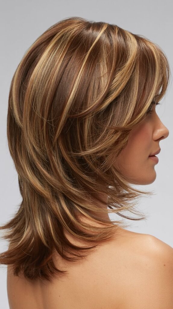 Layered Shoulder Cut with Highlights and Lowlights