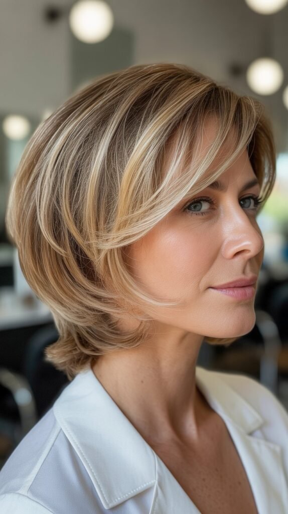 Short Layered Cut with Highlights