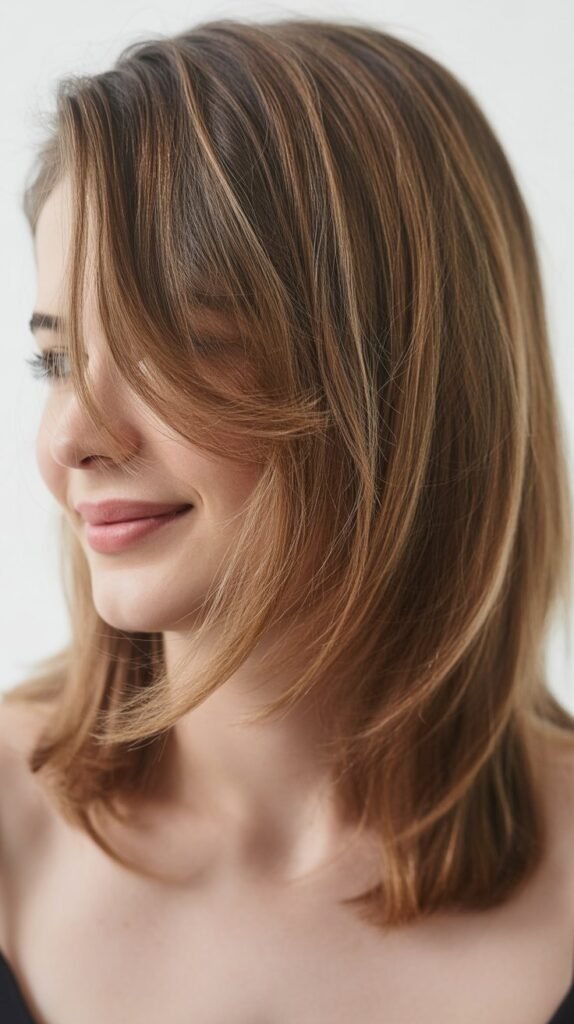 Razored Shoulder Cut with Wispy Side Bangs