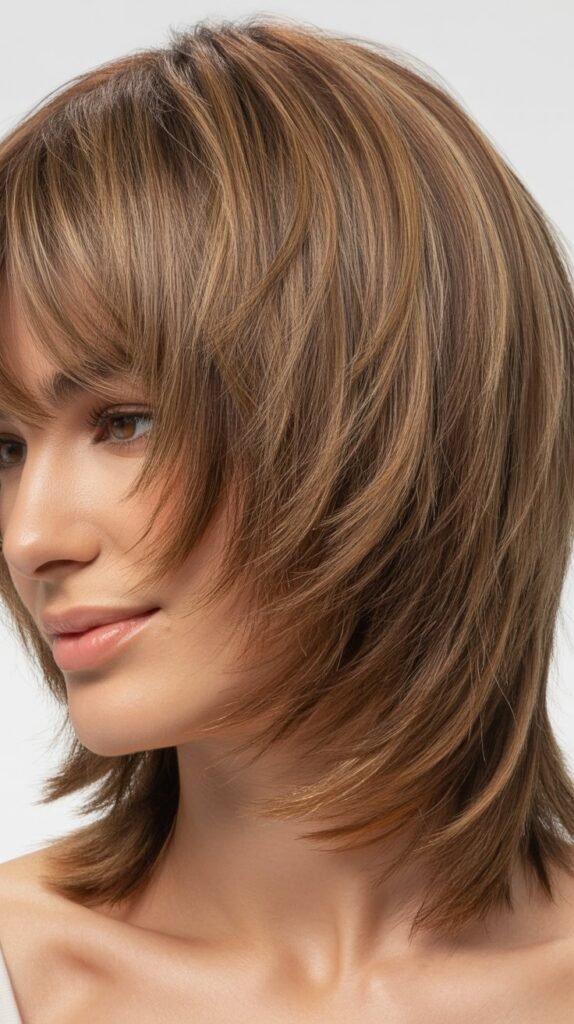 Voluminous Crown Shag With Feathered Bangs