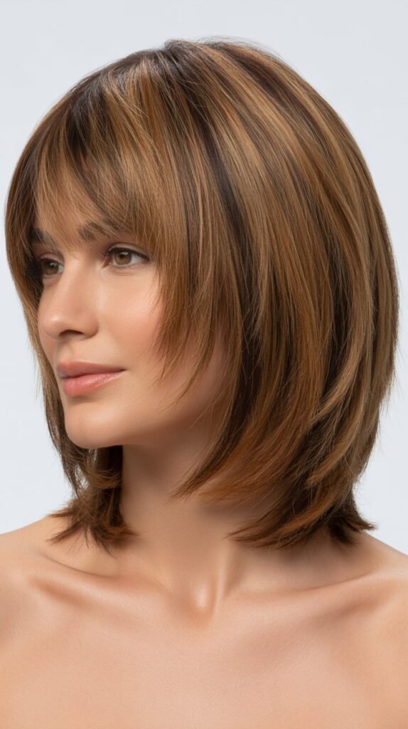 Piecey Bangs with Layered Lob