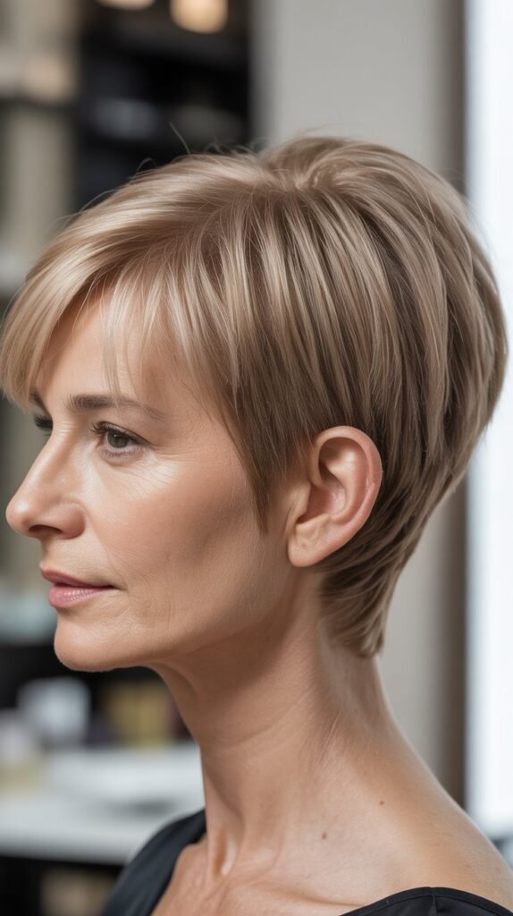 Tapered Pixie with Longer Fringe