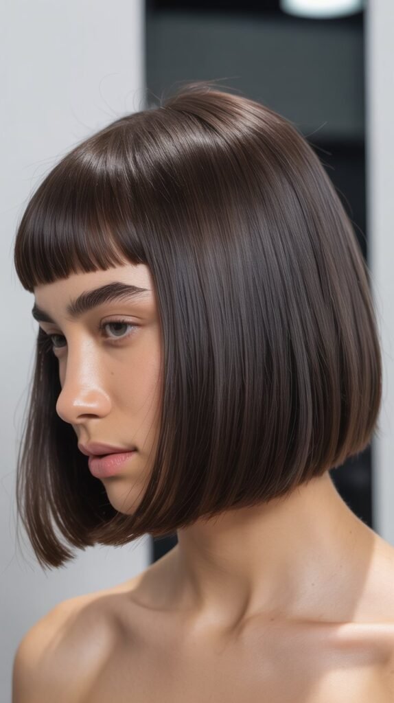 Blunt Cut Lob with Baby Bangs