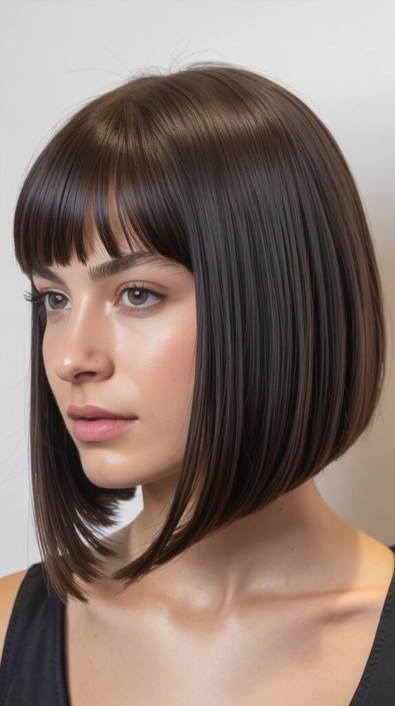 Graduated Bob with Baby Bangs and Feathered Layers