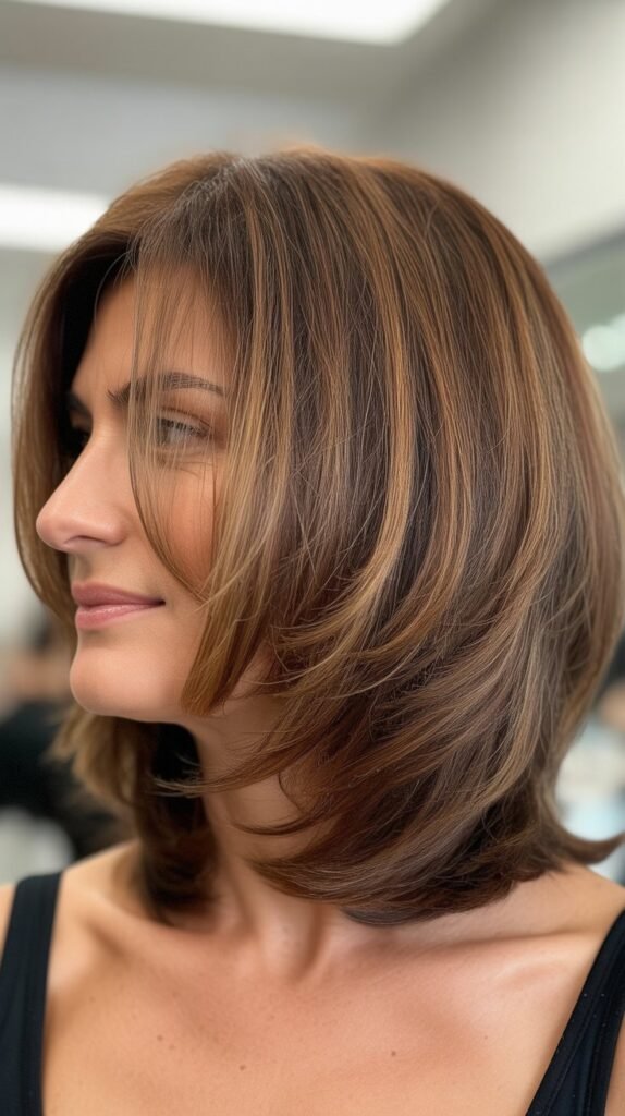 Piecey Long Bob with Volume at the Crown