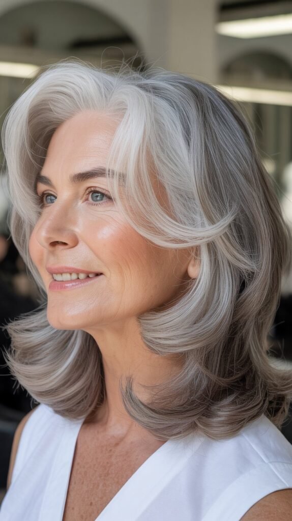 Medium-Length Cut with Root Lift Techniques