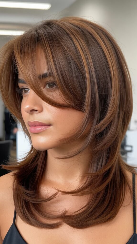 Stacked Layers with Heavy Side Bangs