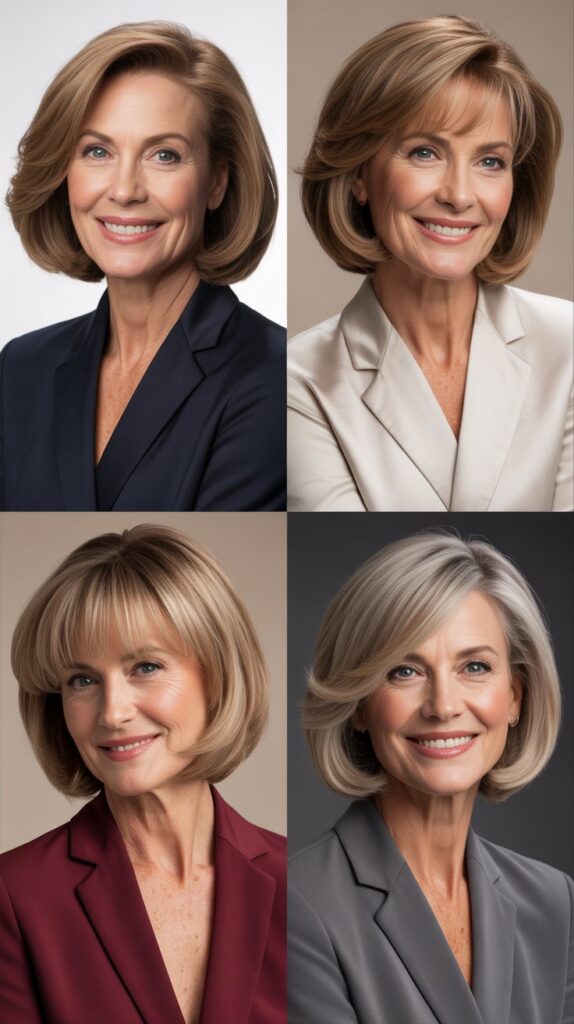 Curved Bangs with Medium Bob