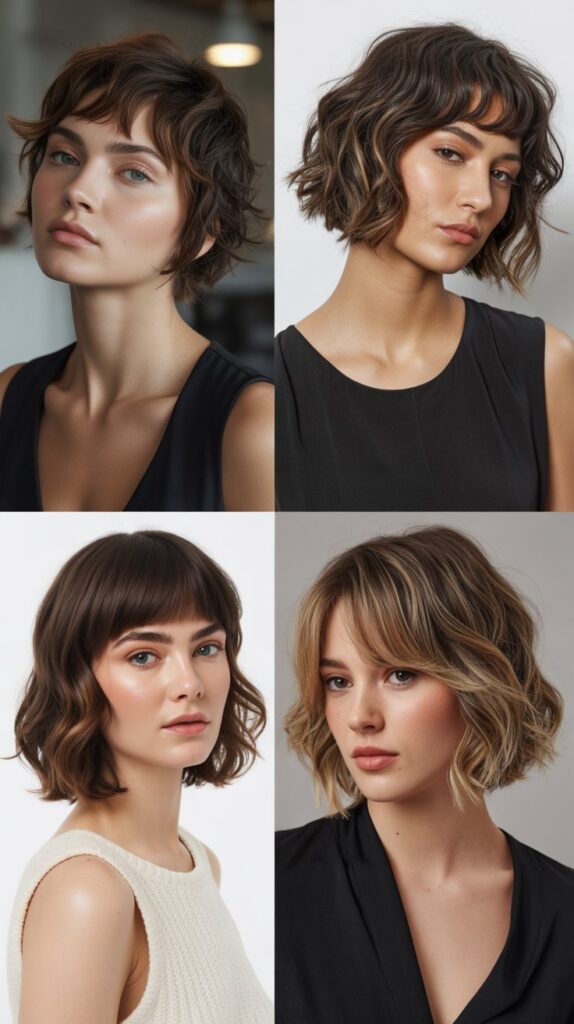 56 Medium-Length Hairstyles With Bangs for a Trendy Look 7 Choppy Bangs with Bob-Length Hair