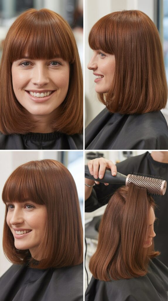 Classic Blunt Bangs with Shoulder-Length Hair