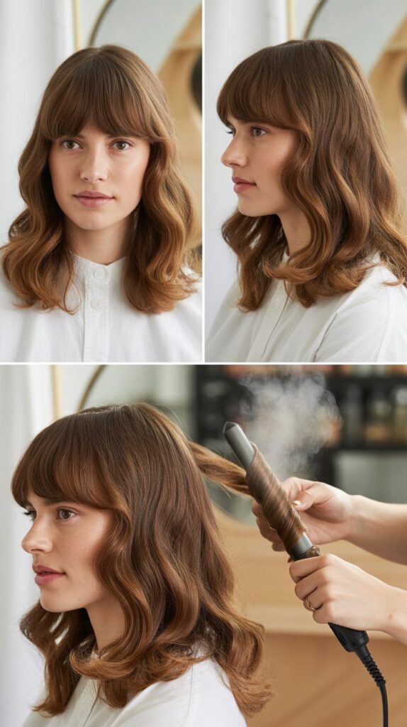  Layered Shoulder-Length Cut with Feathered Curtain Bangs