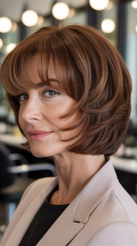 Graduated Bangs with Stacked Bob