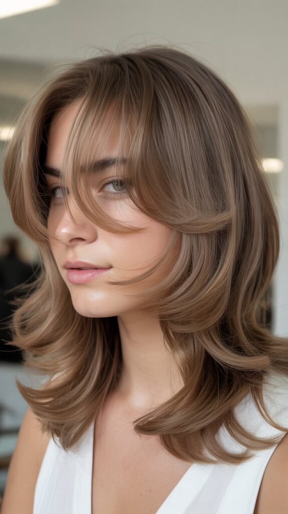 Textured Shag With Long Curtain Bangs